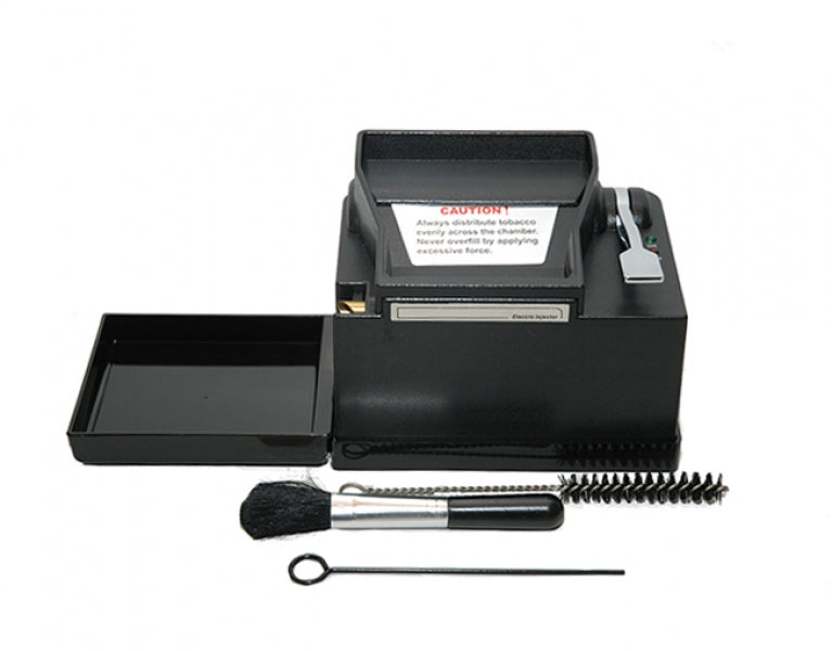 Powermatic 2 Plus electric cigarette injector machine with cleaning tools and removable tray
