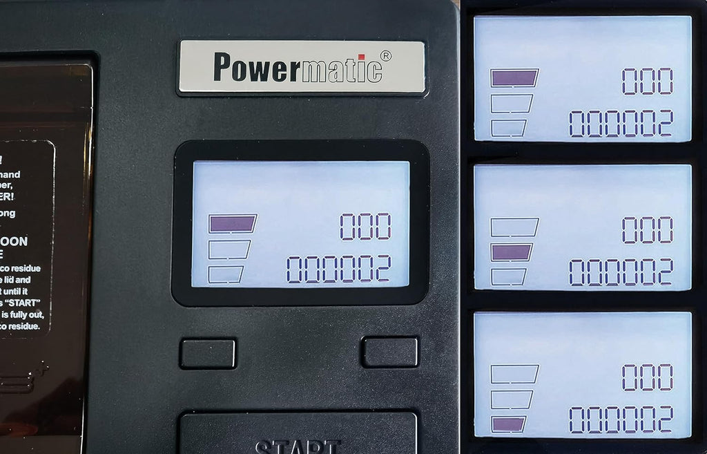 Close-up of Powermatic 3 Plus LCD display and control settings