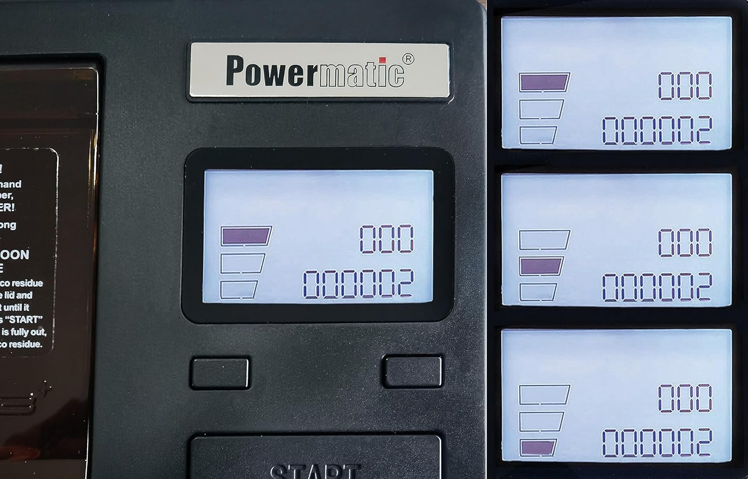 Close-up of Powermatic 3 Plus LCD display and control settings