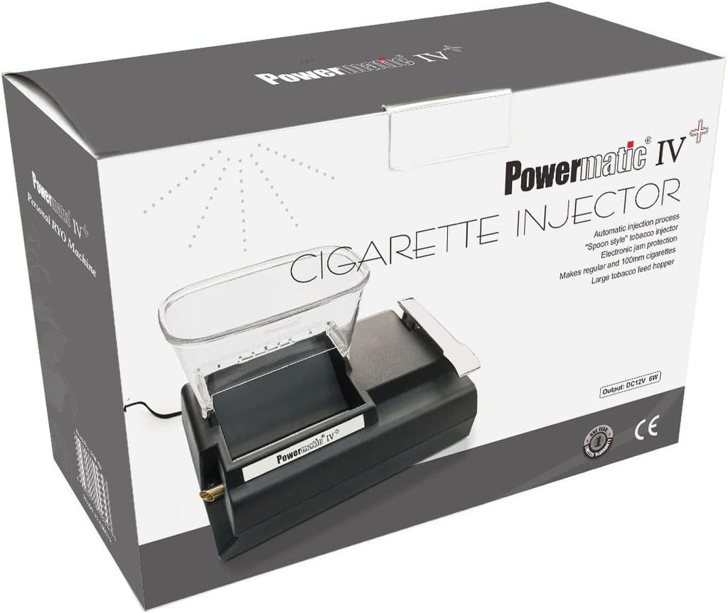 Powermatic 4 Plus electric cigarette injector machine retail box packaging