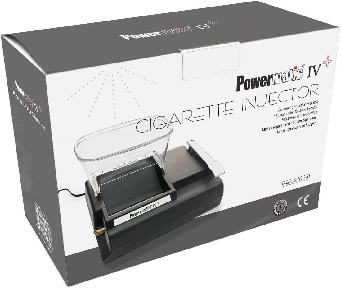 Powermatic 4 Plus electric cigarette injector machine retail box packaging