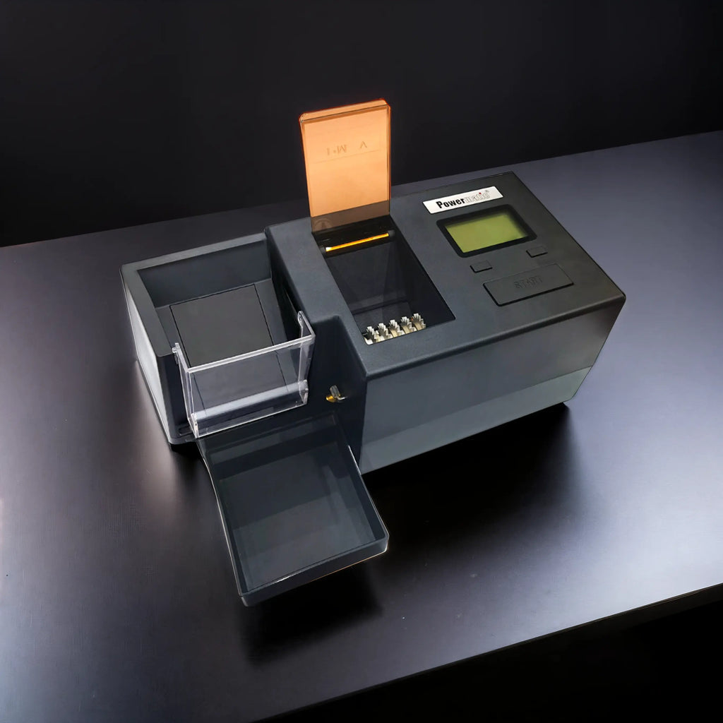 POWERMATIC V+ ELECTRIC CIGARETTE INJECTOR MACHINE WITH TOBACCO HOPPER AND AUTO TUBE LOADING