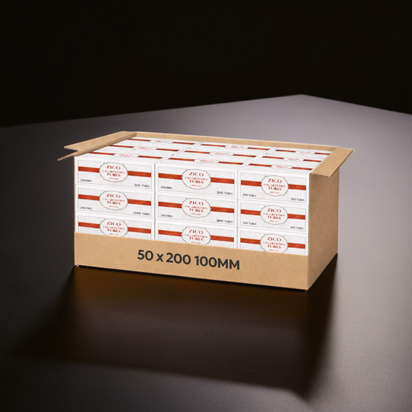 Zico 100mm Size Cigarette Tubes – Master Case (50 Boxes / 10,000 Tubes Total)